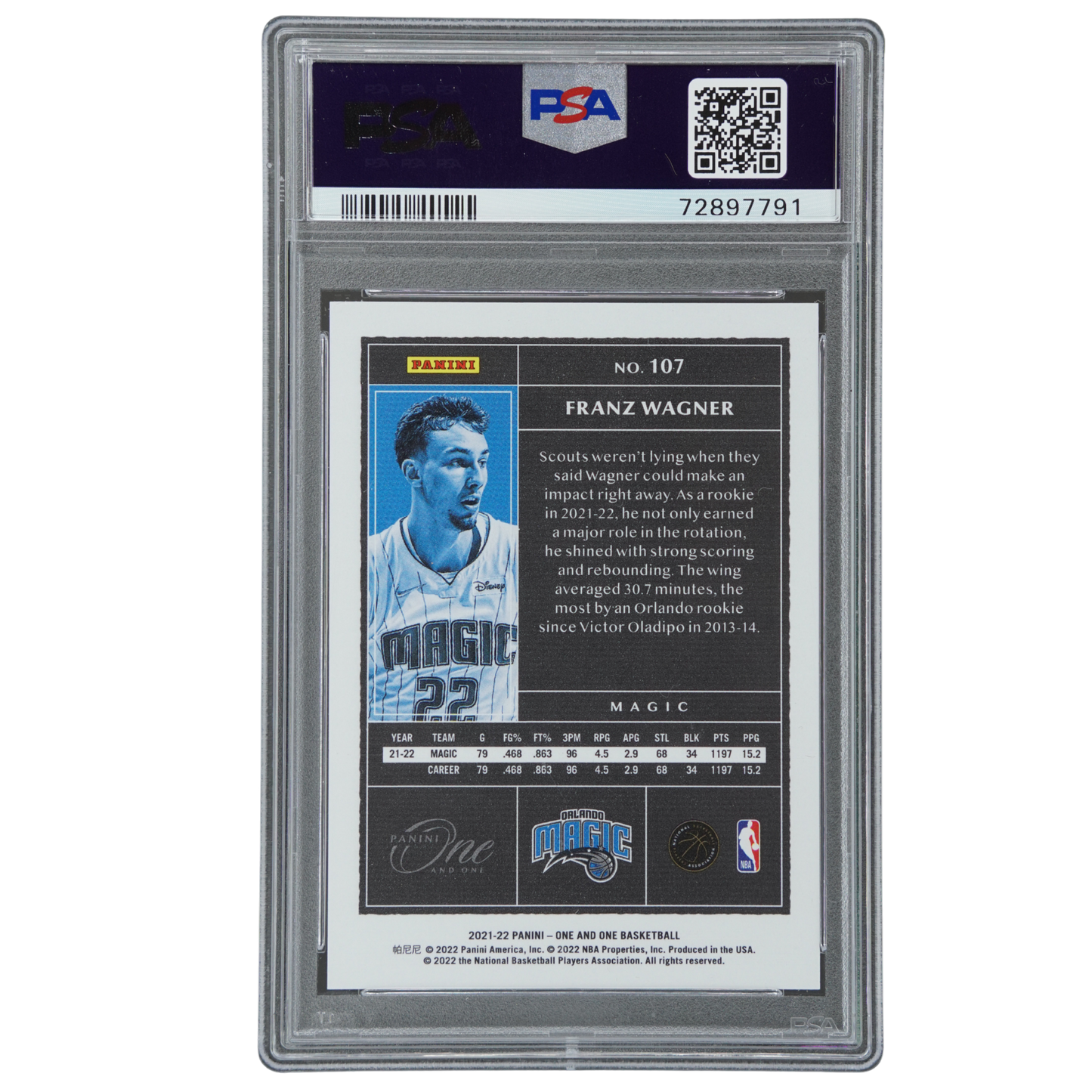 Franz Wagner 2021 One and One Purple RC 9/25 PSA 10 #107