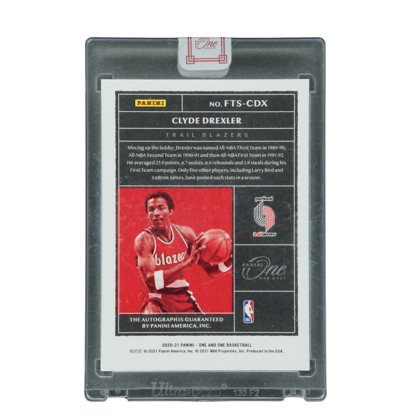 Clyde Drexler 2020 Panini One First-Team Signatures 47/75 Auto #FTS-CDX