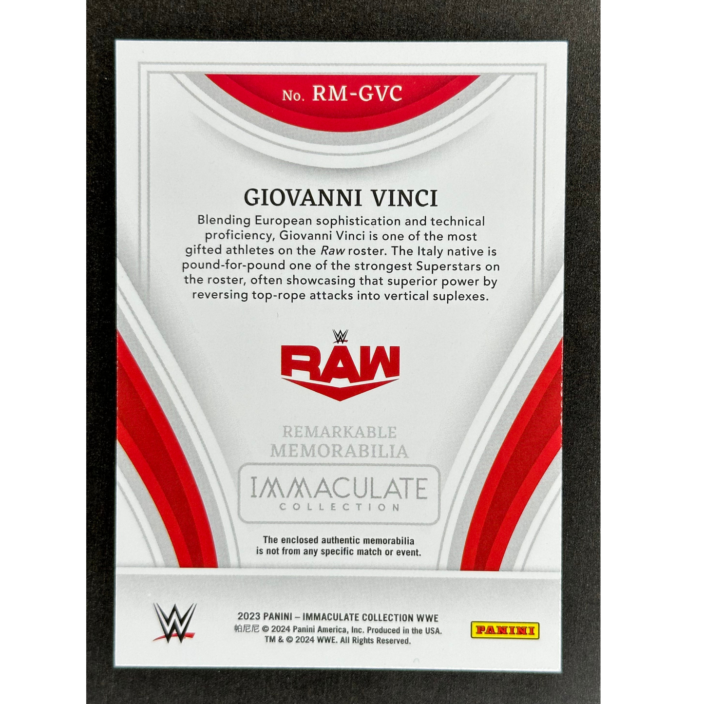 Giovanni Vinci 2023 Immaculate Memorabilia 22/25 #RM-GVC