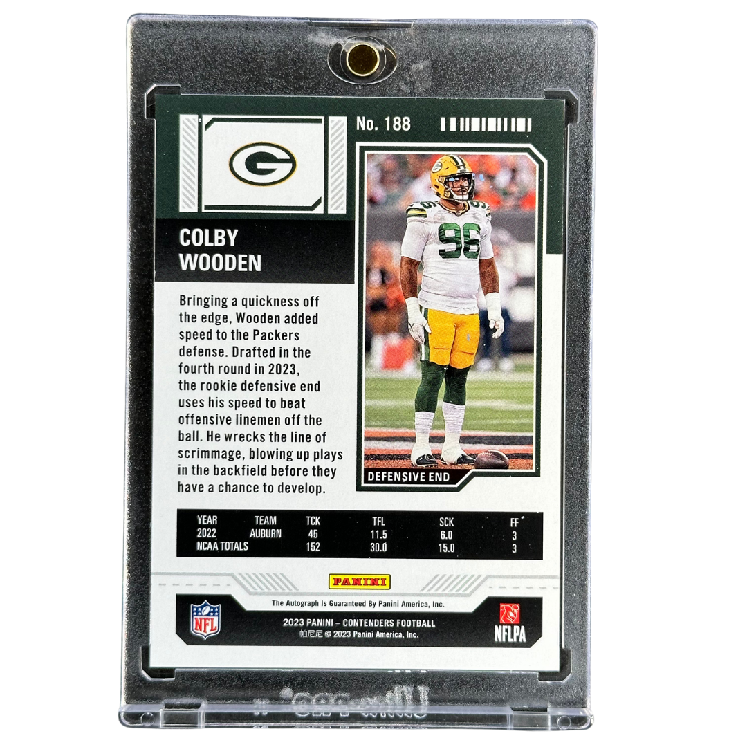 Colby Wooden 2023 Contenders Week 18 Ticket RC Rookie Card Auto 9/18 #188
