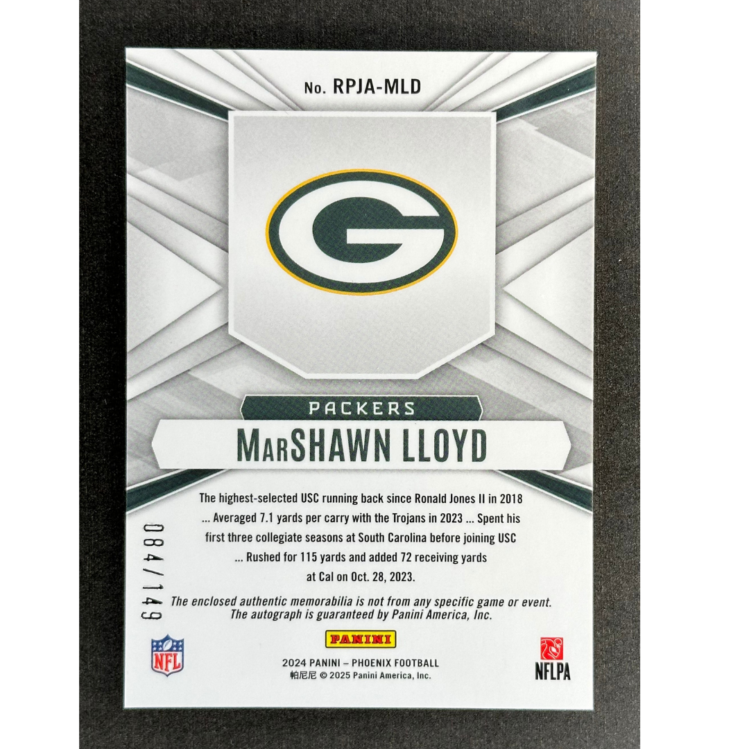 MarShawn Lloyd 2024 Phoenix Rookie Phenom Memorabilia Auto 84/149 #RPJA-MLD