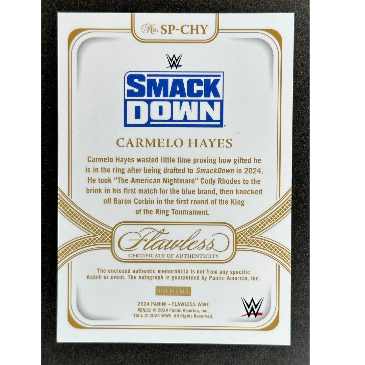Carmelo Hayes 2024 Flawless Memorabilia Auto 9/25 #SP-CHY