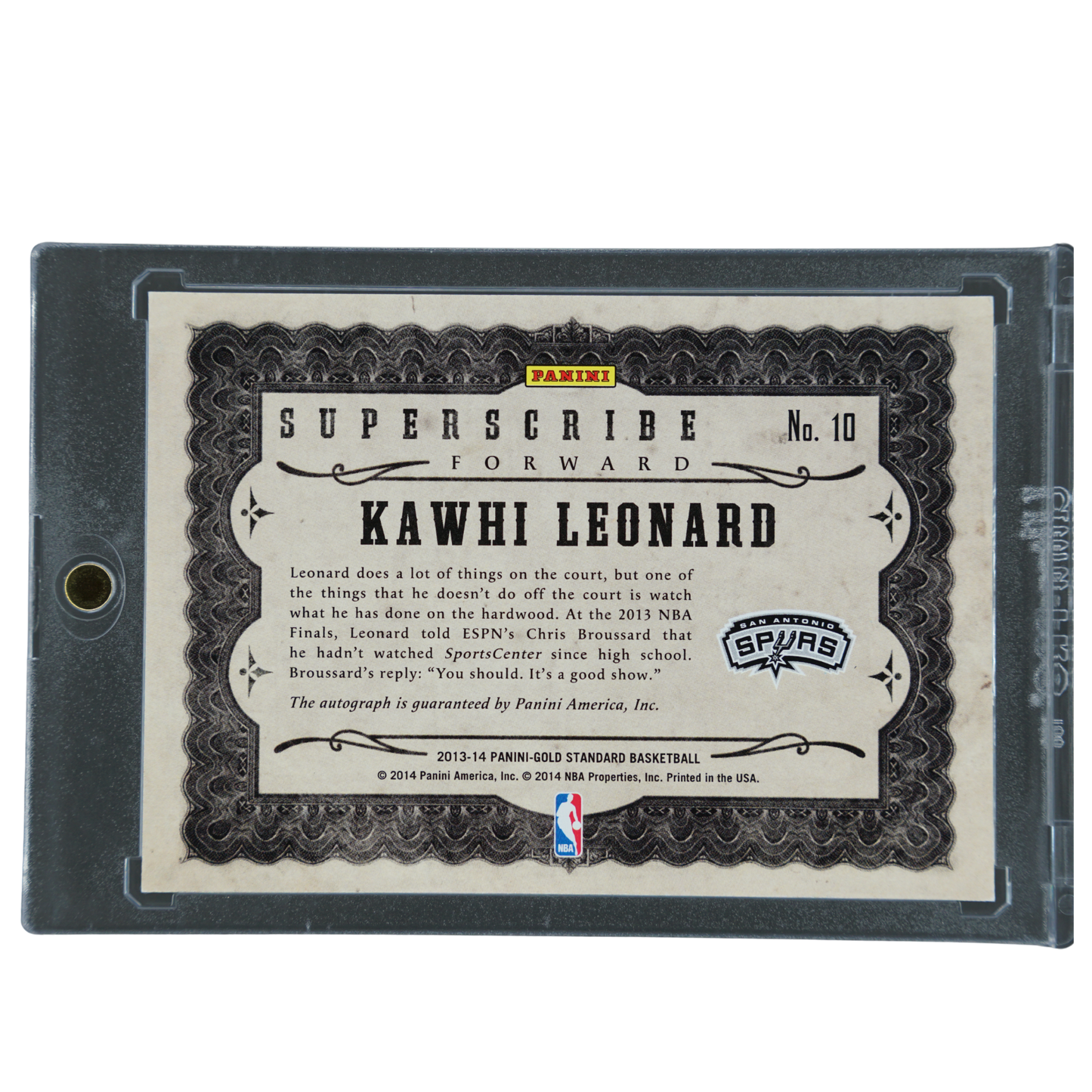 Kawhi Leonard 2013 Gold Standard Superscribe Auto 47/75 #10