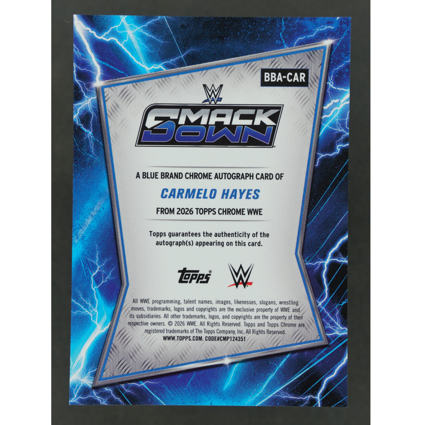 Carmelo Hayes 2026 Chrome Auto #BBA-CAR