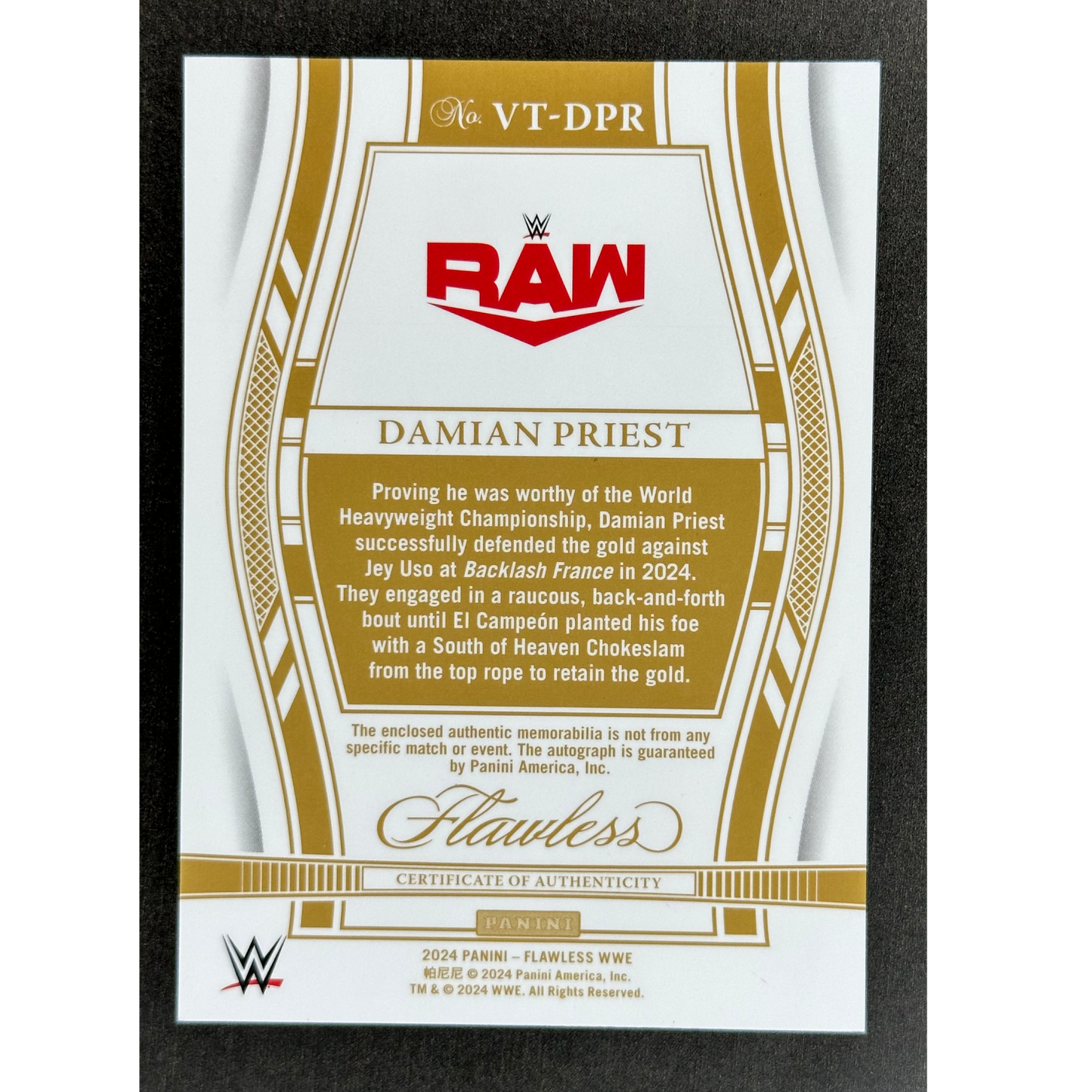 Damian Priest 2024 Flawless Memorabilia Auto 21/25 #VT-DPR
