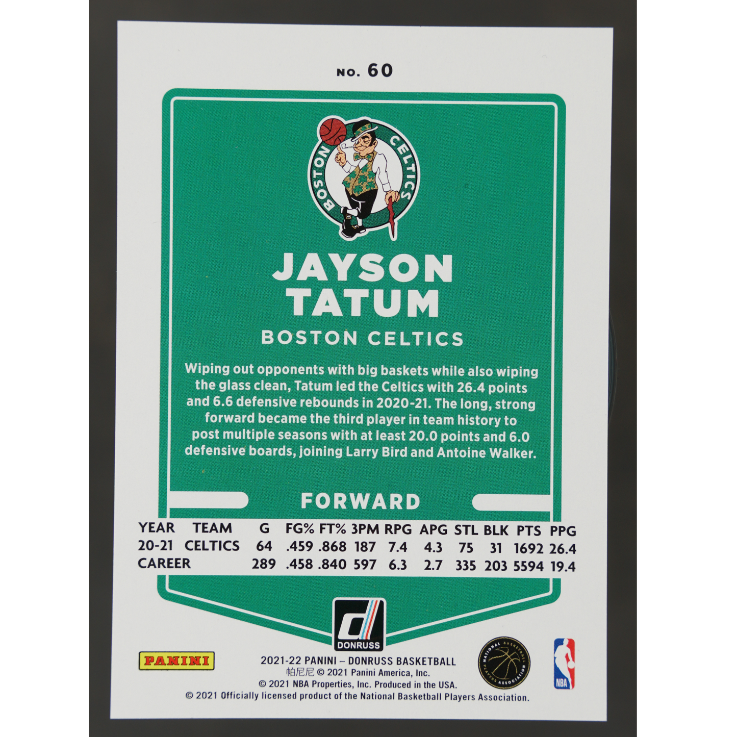 Jayson Tatum 2021 Donruss 14/15 #60