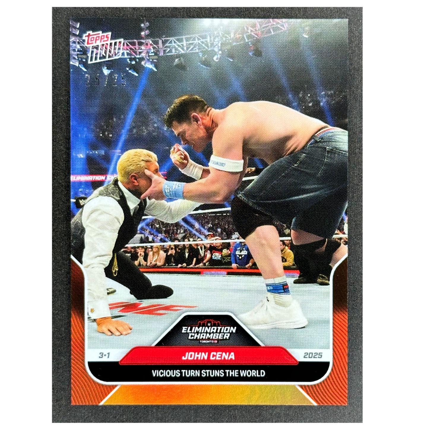 John Cena 2025 Topps Now „Vicious Turn Stuns The World“ 25/25 #29