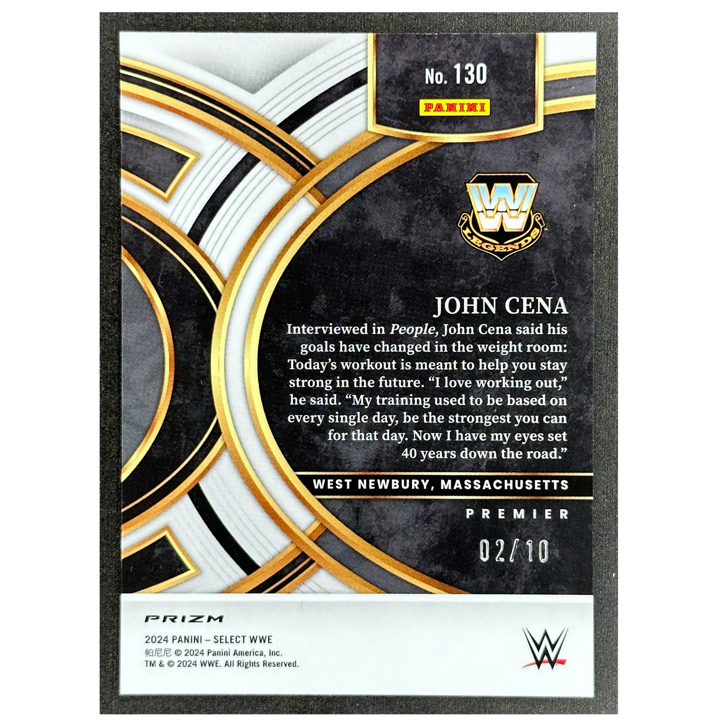 John Cena 2024 Select Premier Gold 2/10 #130