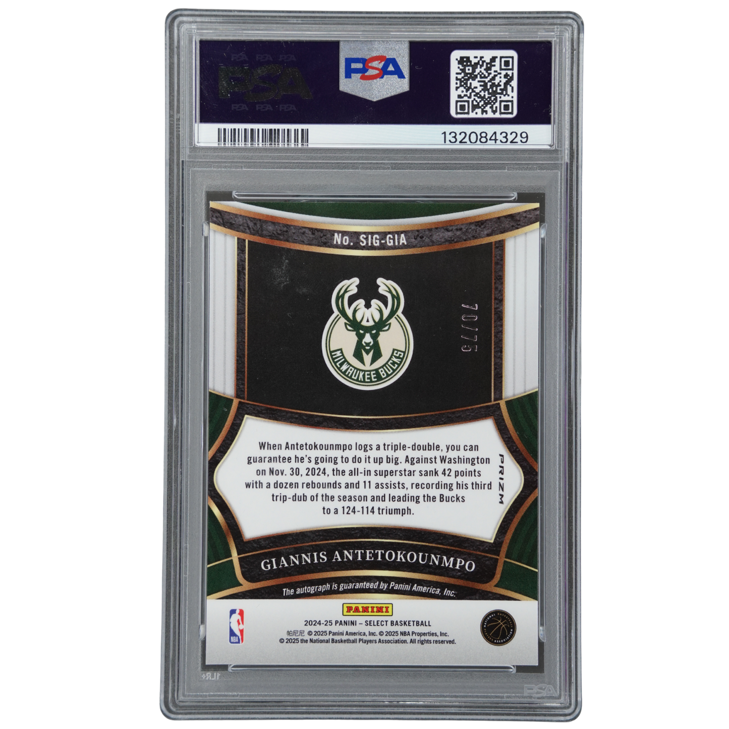 Giannis Antetokounmpo 2024 Select Auto 70/75 #SIGGIA