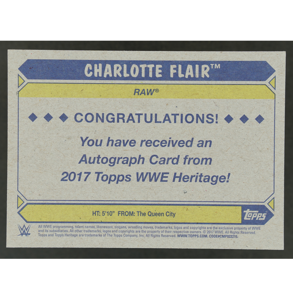 Charlotte Flair 2017 Heritage Raw Auto 40/50