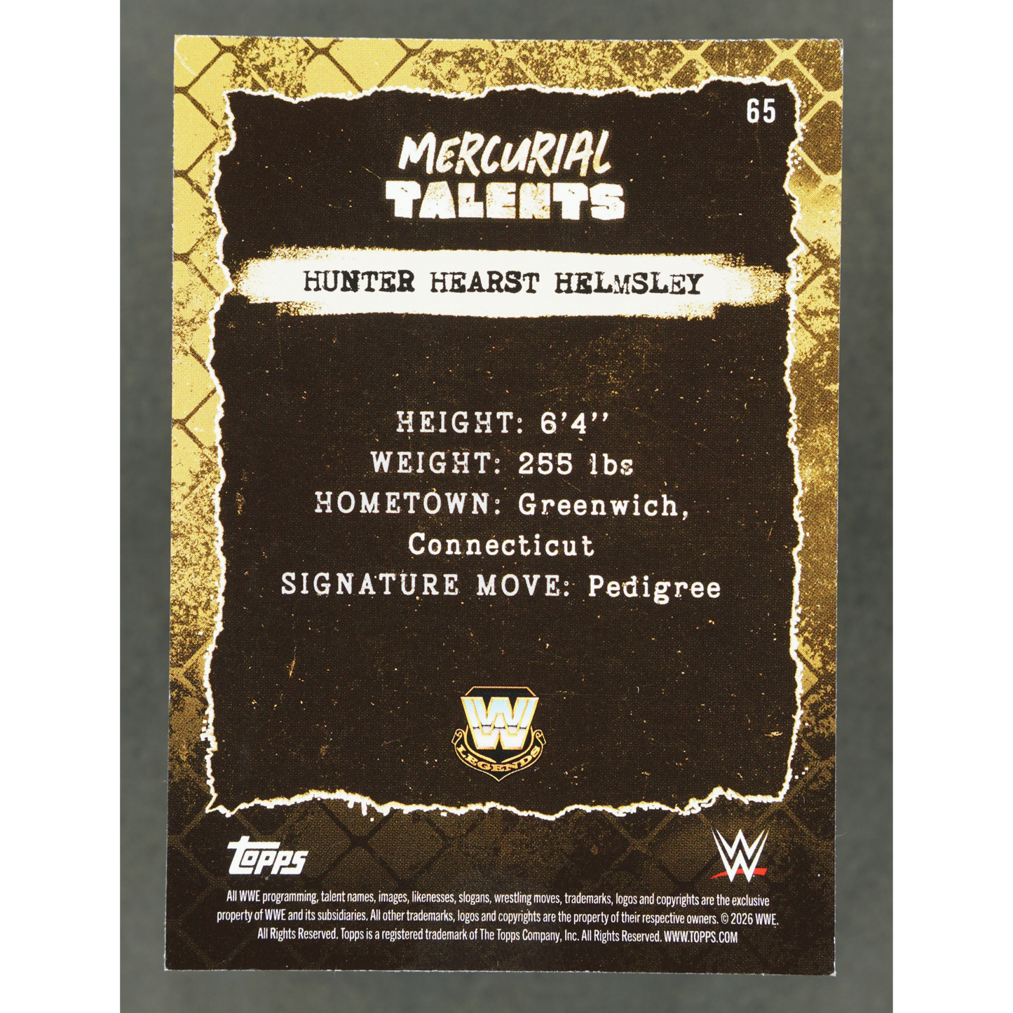 Hunter Hearst Helmsley (Triple H) 2026 WWE Decades Mercurial Talents 24/50 #65