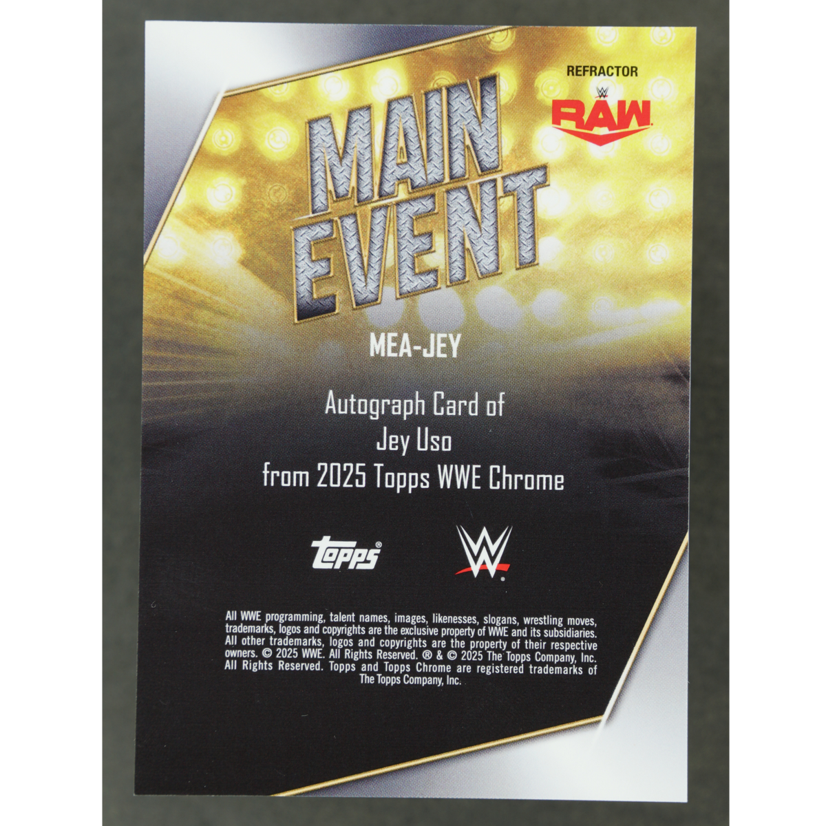 Jey Uso 2025 Chrome Main Event Auto 44/175 #MEA-JEY