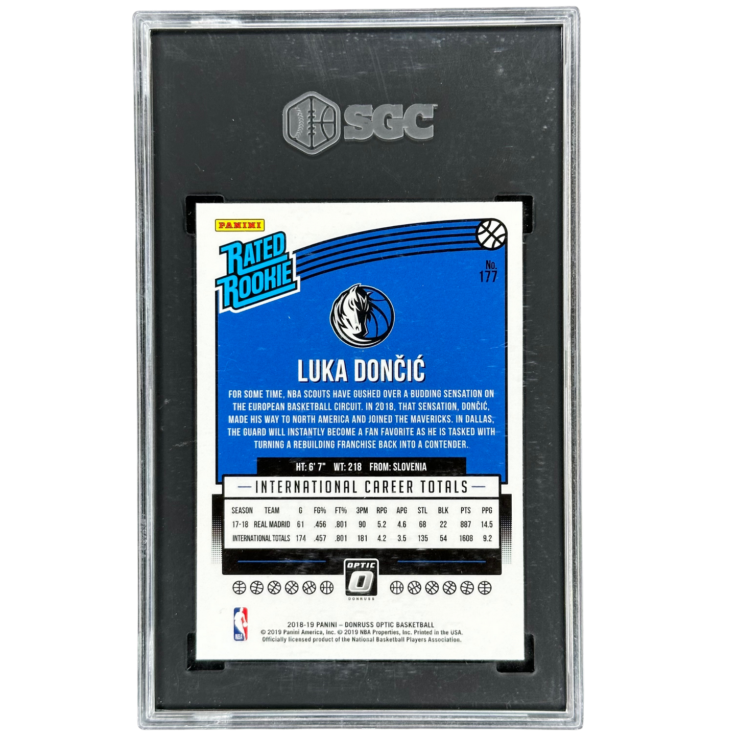 Luka Doncic 2018 Optic RC Rookie Card SGC 9 #177