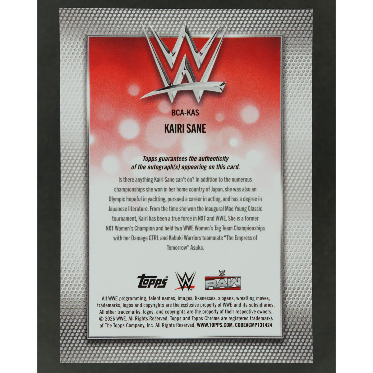 Kairi Sane 2026 Chrome Auto #BCA-KAS