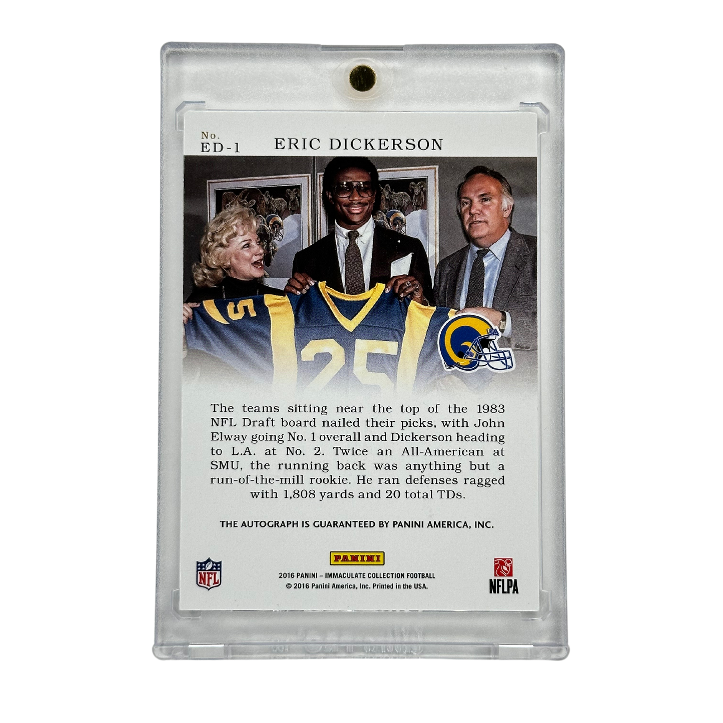 Los Angeles Rams Immaculate Moments Eric Dickerson first Round Draft Pick Auto 13/15 #ED-1