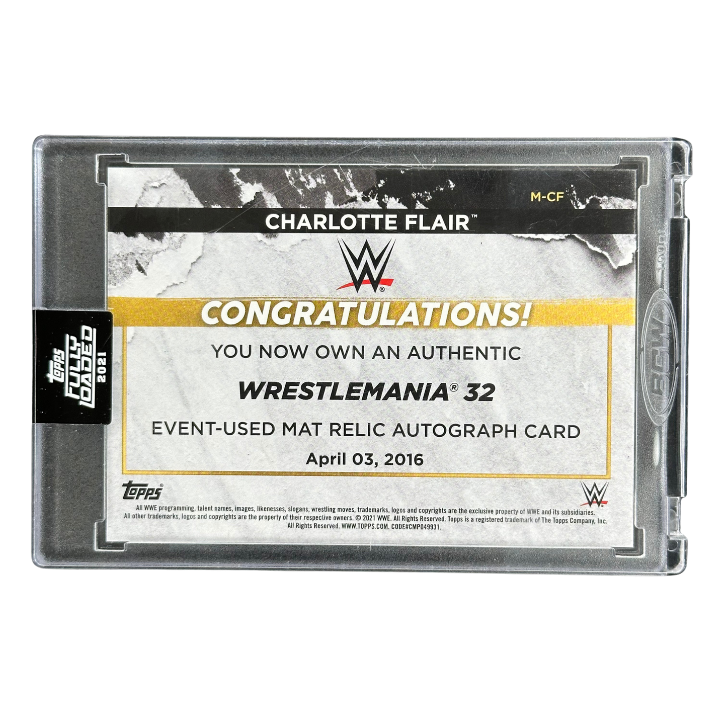 Charlotte Flair 2021 Fully Loaded Memorabilia Auto #M-CF