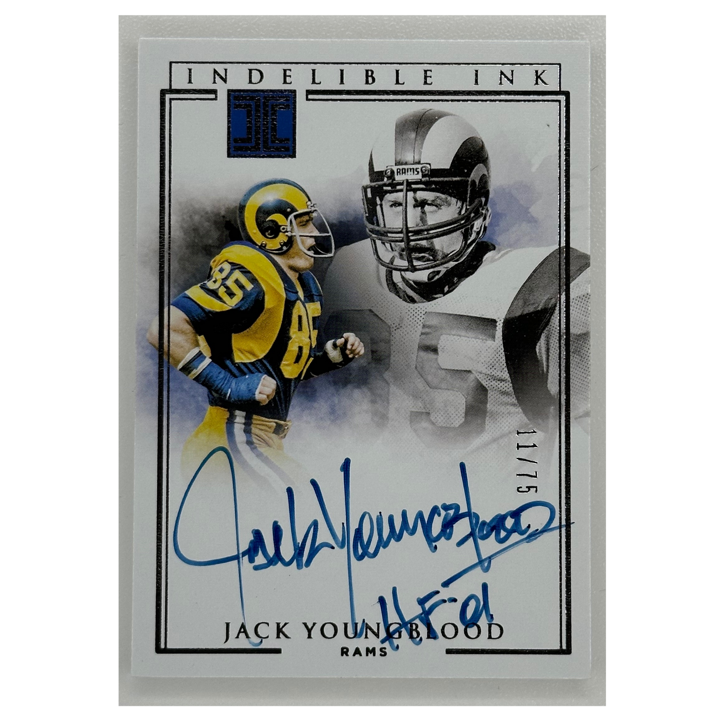 Jack Youngblood 2020 Impeccable Indelible Ink 11/75 On Card Auto #II-JY