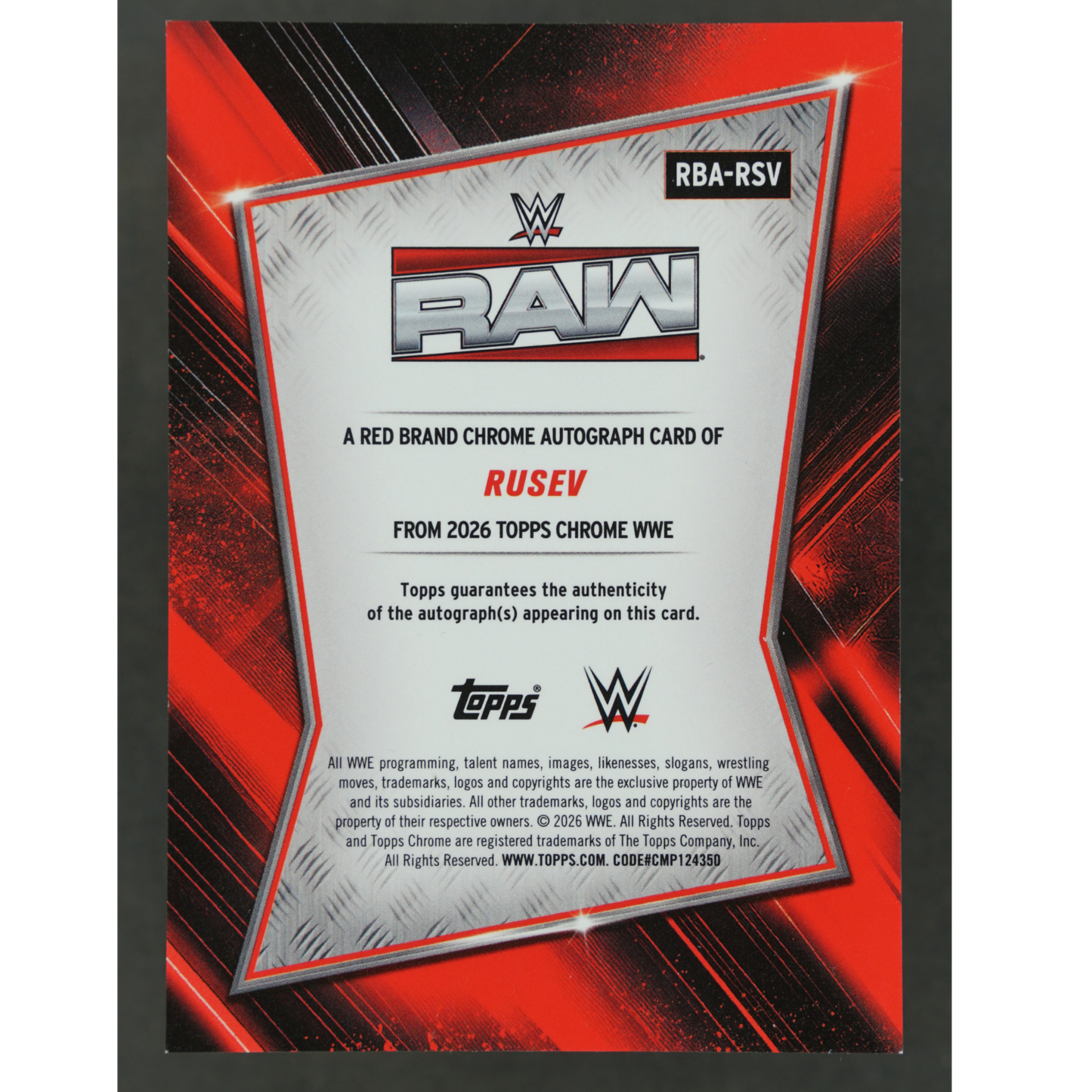 Rusev 2026 Chrome Sapphire Red Brand 3/5 Auto #RBA-RSV
