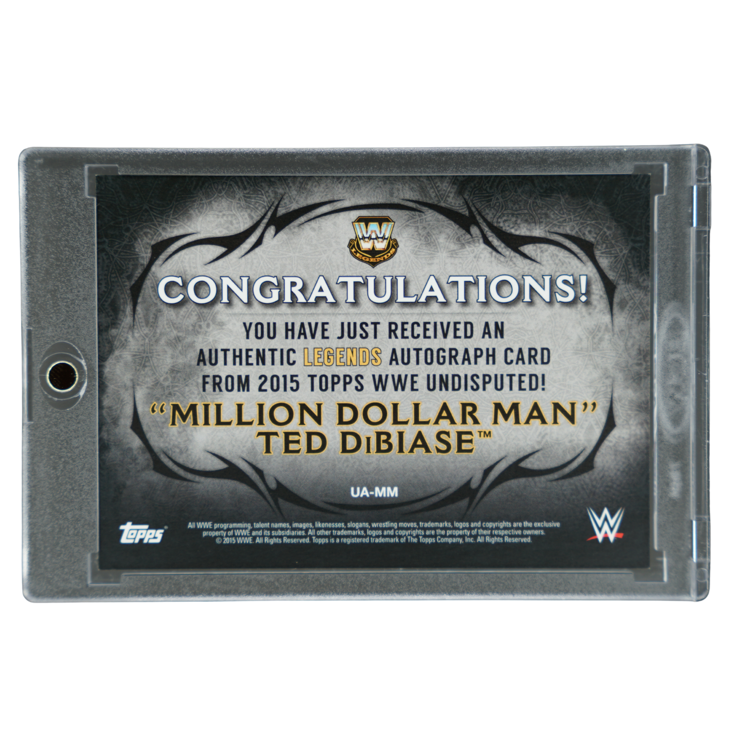 "Million Dollar Man" Ted DiBiase 2015 Undisputed Auto 9/50 #UA-MM