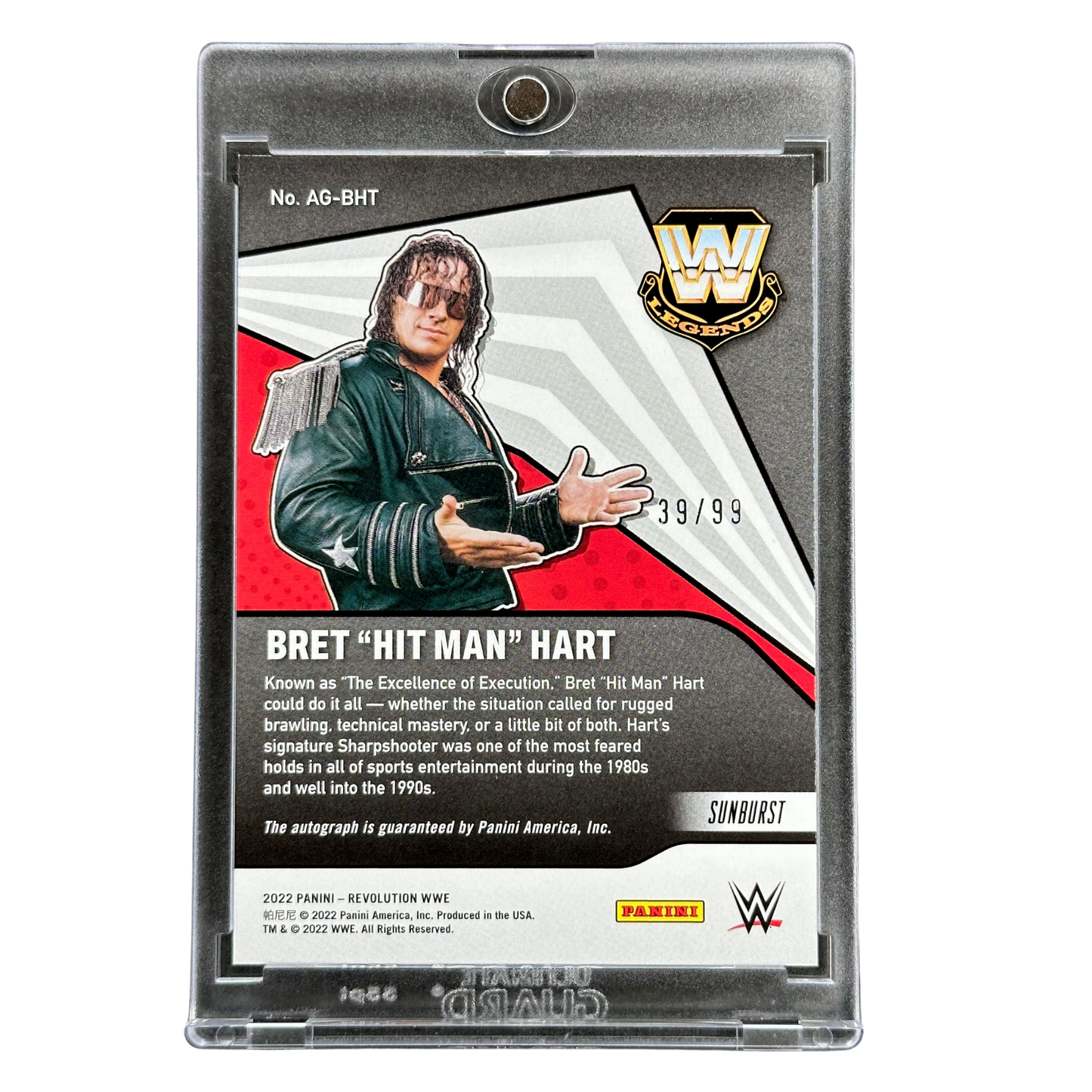 Bret "Hit Man" Hart 2022 Revolution Auto 39/99 #AG-BHT