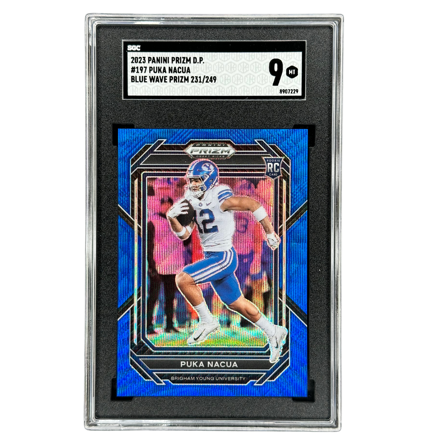 Puka Nacua 2023 Prizm Draft Picks Blue Wave Prizm 231/249 RC Rookie Card SGC 9 #197