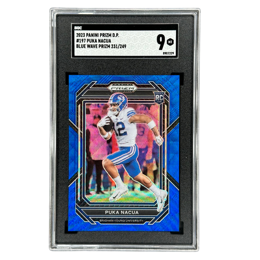 Puka Nacua 2023 Prizm Draft Picks Blue Wave Prizm 231/249 RC Rookie Card SGC 9 #197