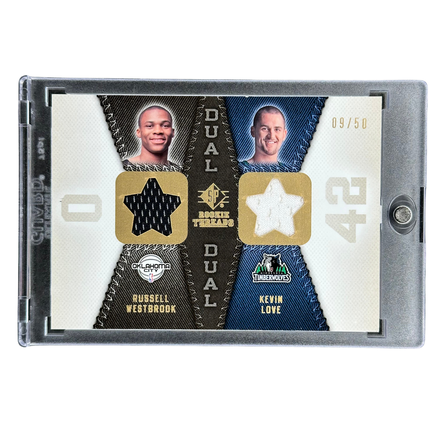 Russel Westbrook und Kevin Love 2008 Dual Rookie Threads Memorabilia 9/50 #RTD-LW