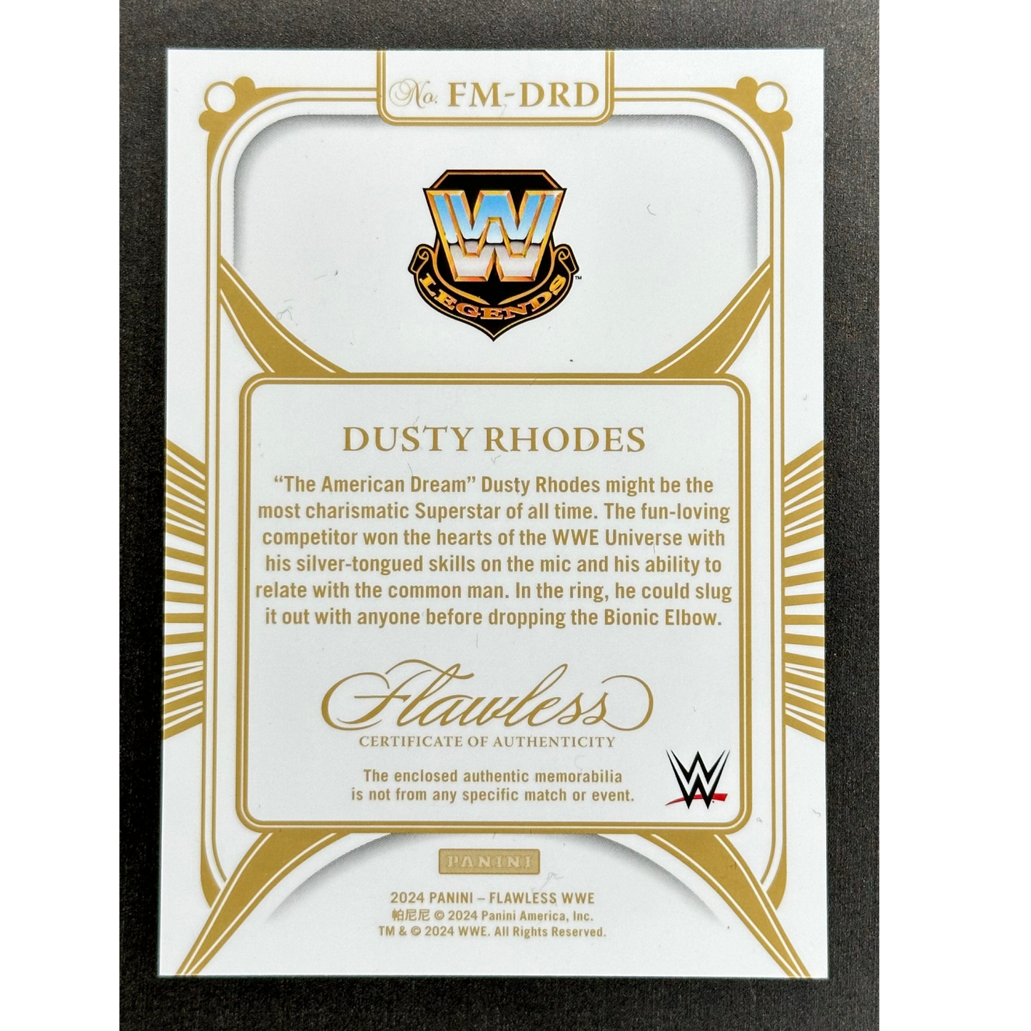 Dusty Rhodes 2024 Flawless Memorabilia Gold 3/10 #FM-DRD