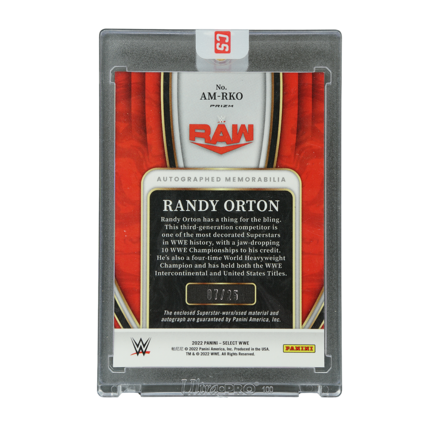 Randy Orton 2022 Select Memorabilia Auto 7/25 #AM-RKO