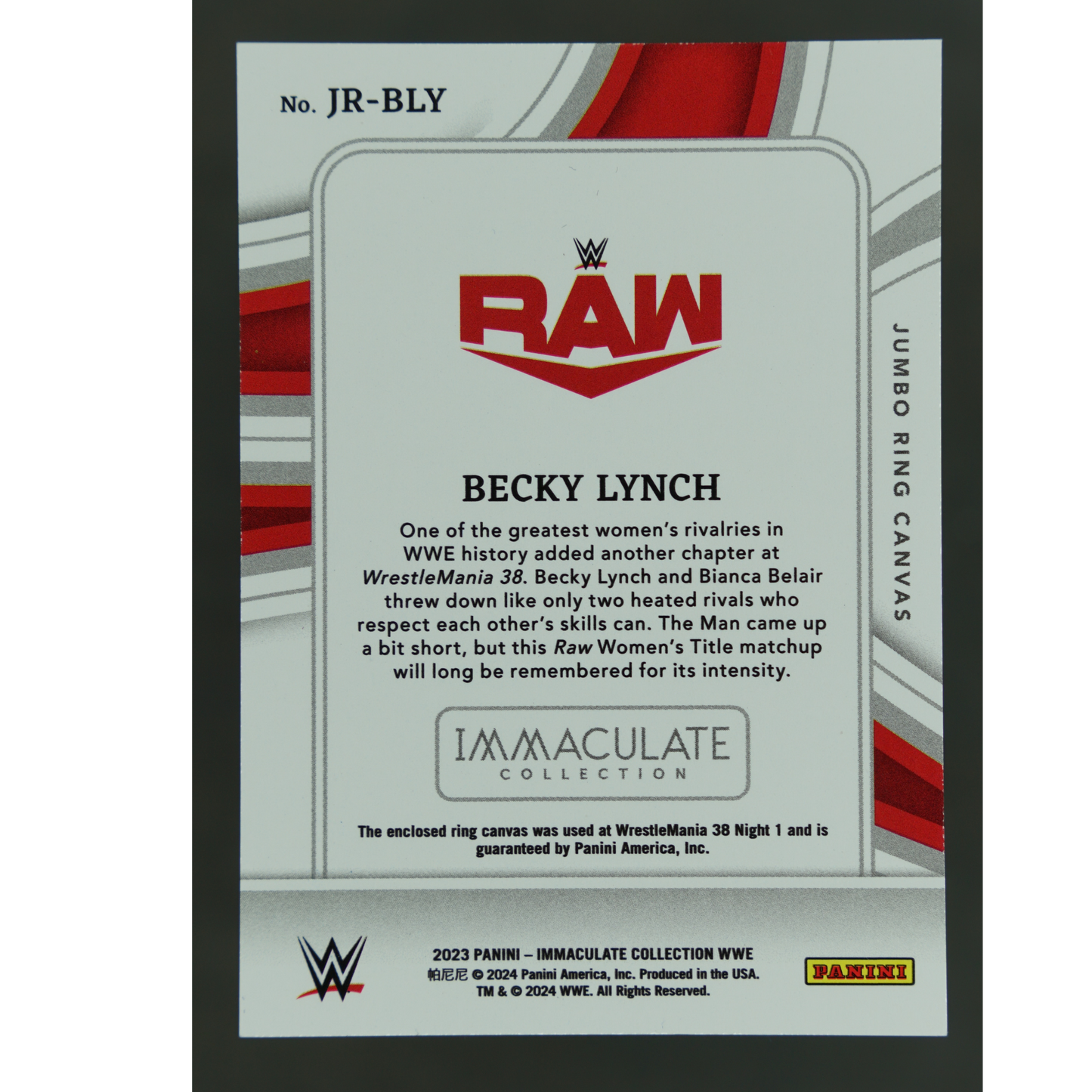 Becky Lynch 2023 Immaculate Jumbo Ring Canvas 84/99 #JR-BLY
