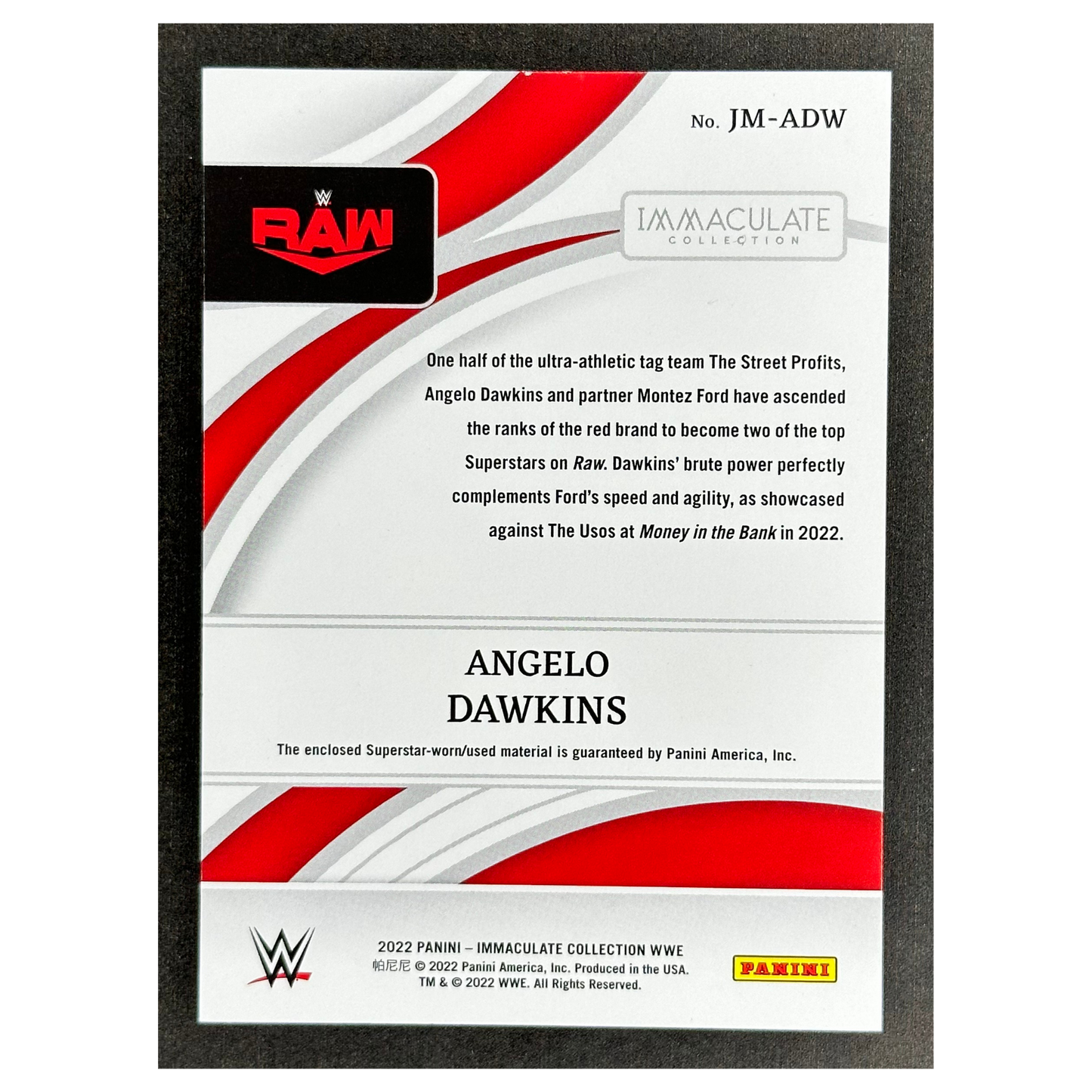 Angelo Dawkins 2022 Immaculate Jumbo Memorabilia 29/50 #JM-ADW
