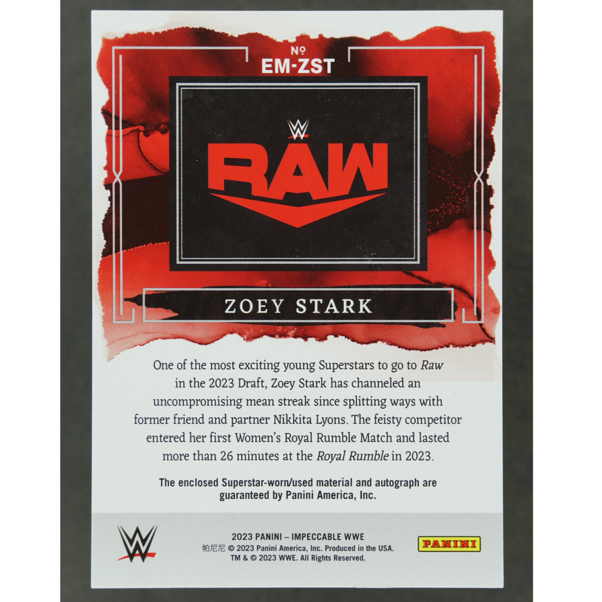 Zoey Stark 2023 Impeccable Elegance Memorabilia Auto 3/10 #EM-ZST
