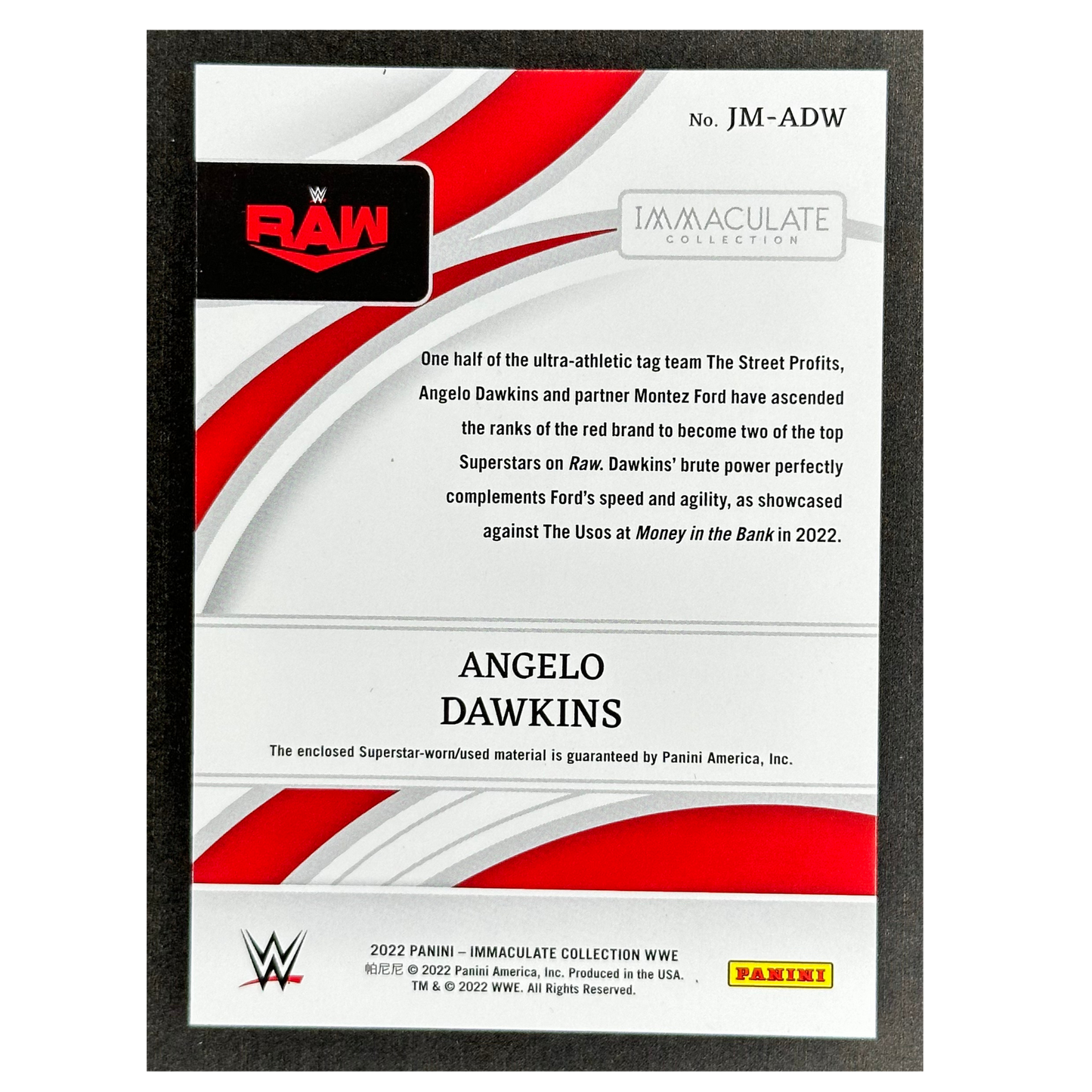Angelo Dawkins 2022 Immaculate Jumbo Memorabilia 38/50 #JM-ADW