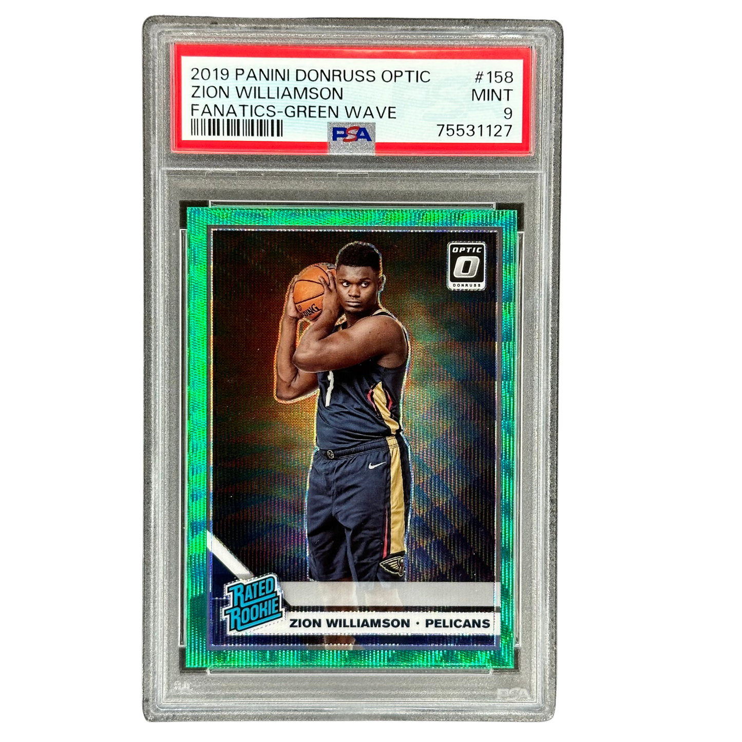 Zion Williamson 2019 Optic Fanatics Green Wave RC Rookie Card PSA 9 #158