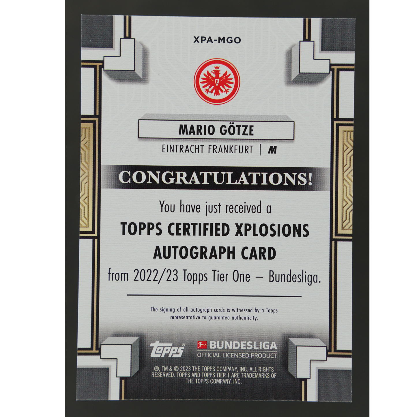 Mario Götze 2023 Tier One Auto 34/50 #XPA-MGO