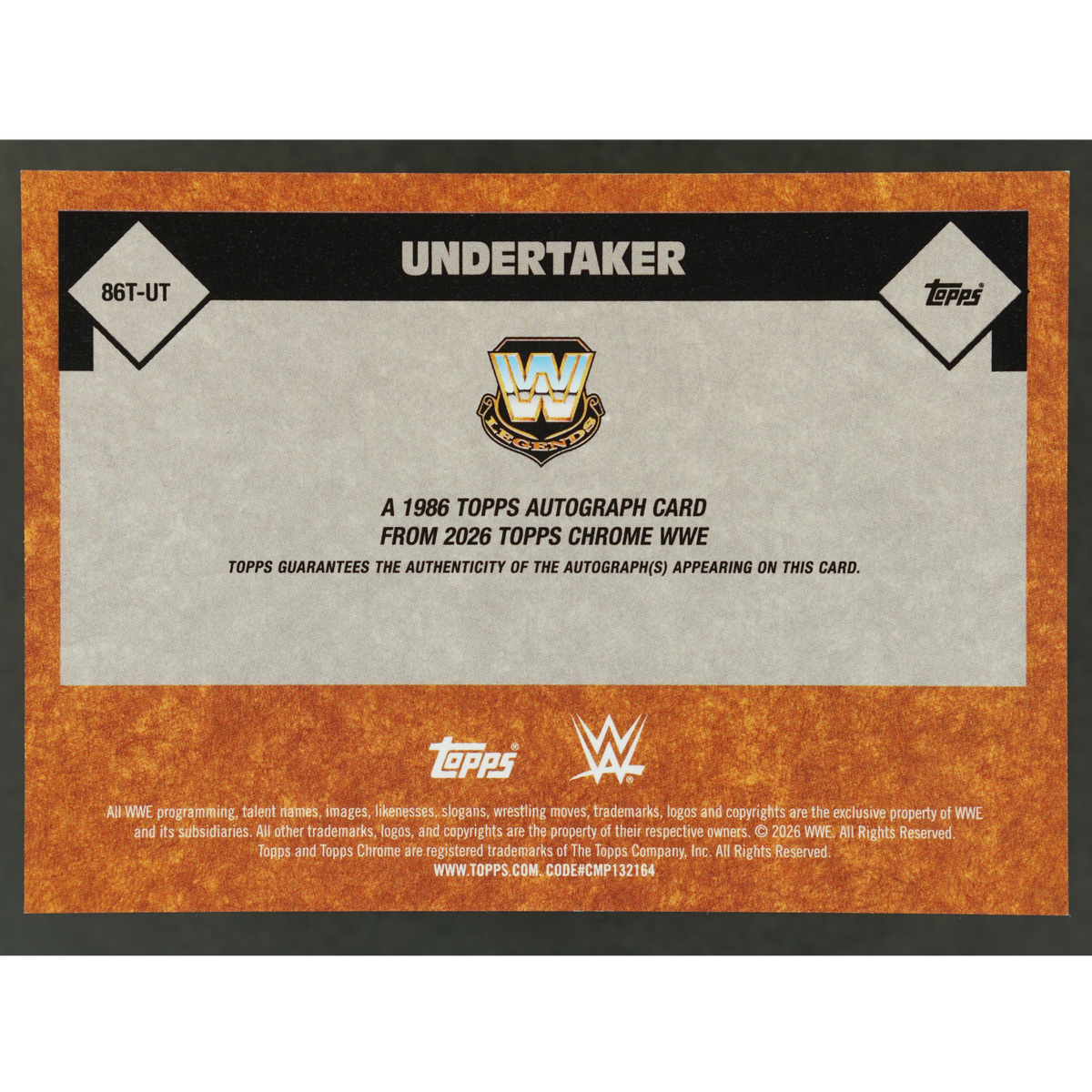 Undertaker 2026 Chrome 1986 Auto Gold 25/50 #86T-UT