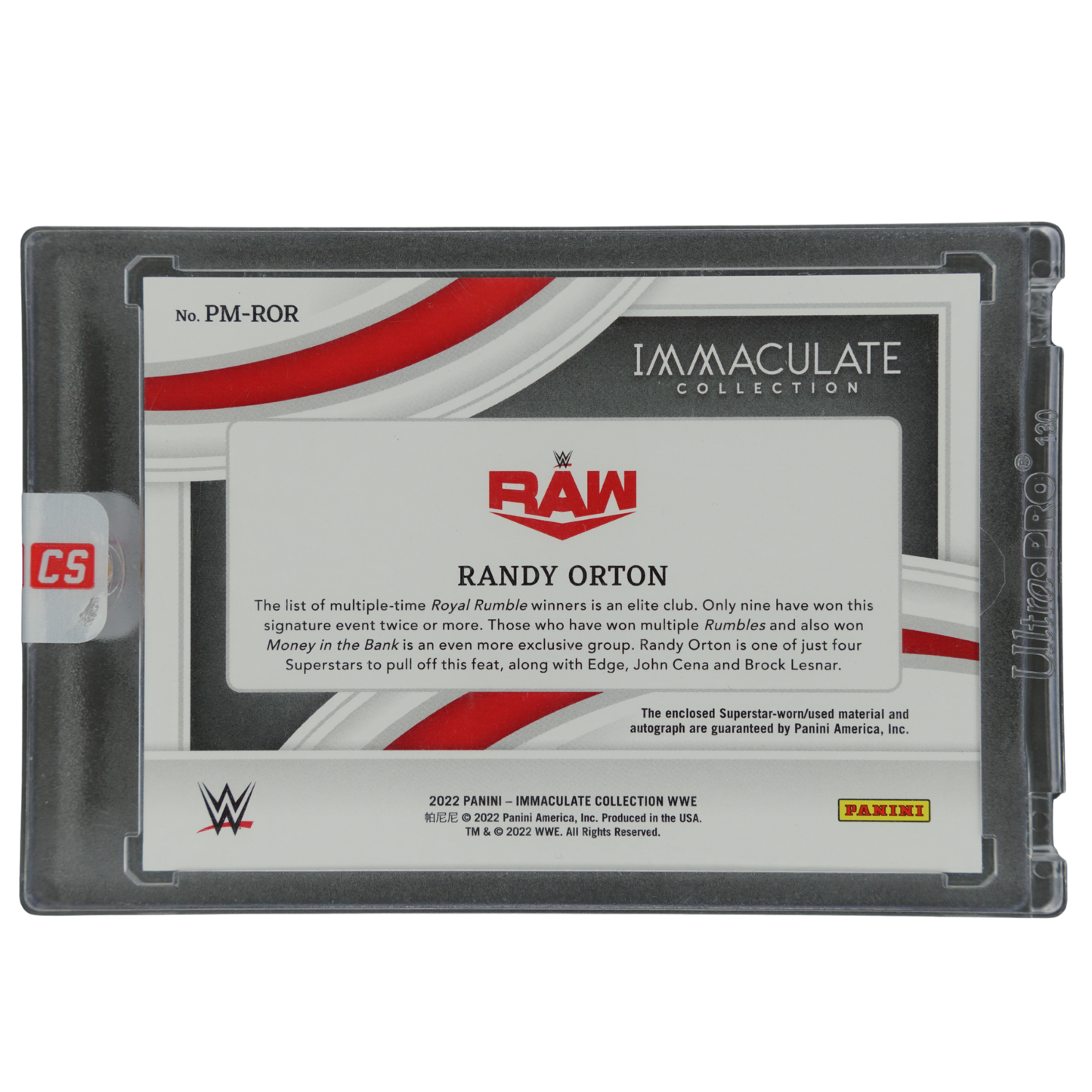 Randy Orton 2022 Immaculate Memorabilia Auto 1/5 #PM-ROR