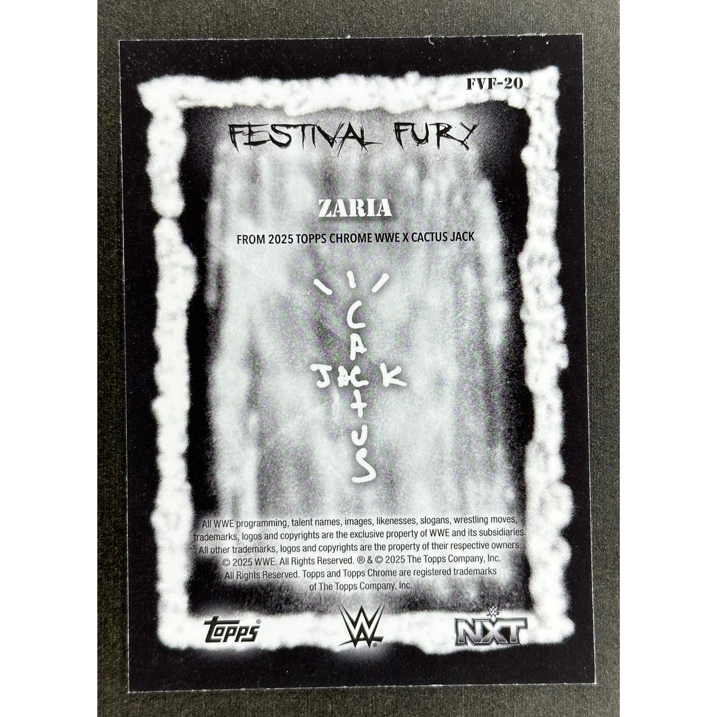 Zaria 2025 Cactus Jack RC Rookie Card Festival Fury #FVF-20