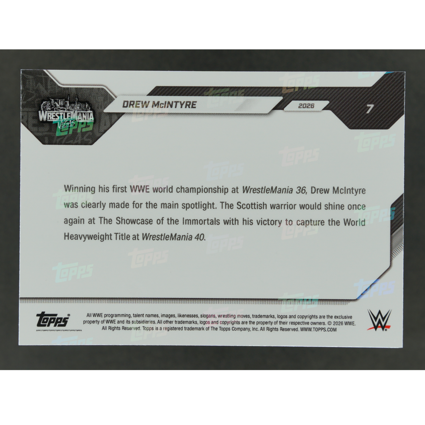 Drew McIntyre 2026 Topps Now Wrestlemania Vegas #7