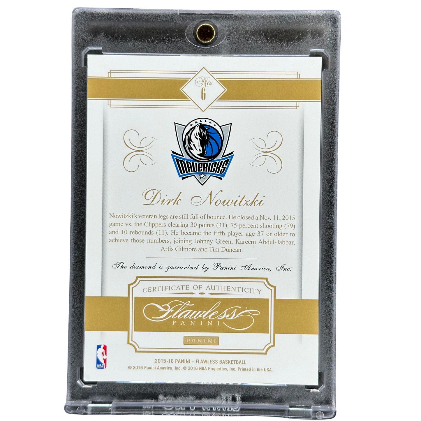 Dirk Nowitzki 2015 Flawless Diamond 2/20 #6