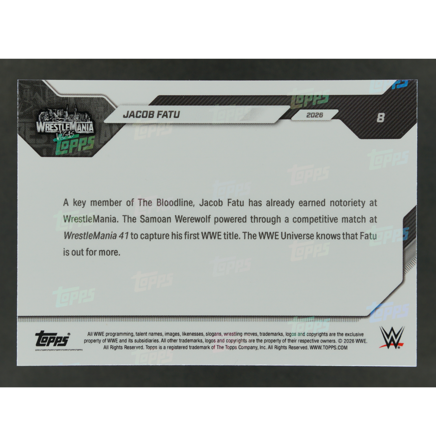 Jacob Fatu 2026 Topps Now Wrestlemania Vegas #8