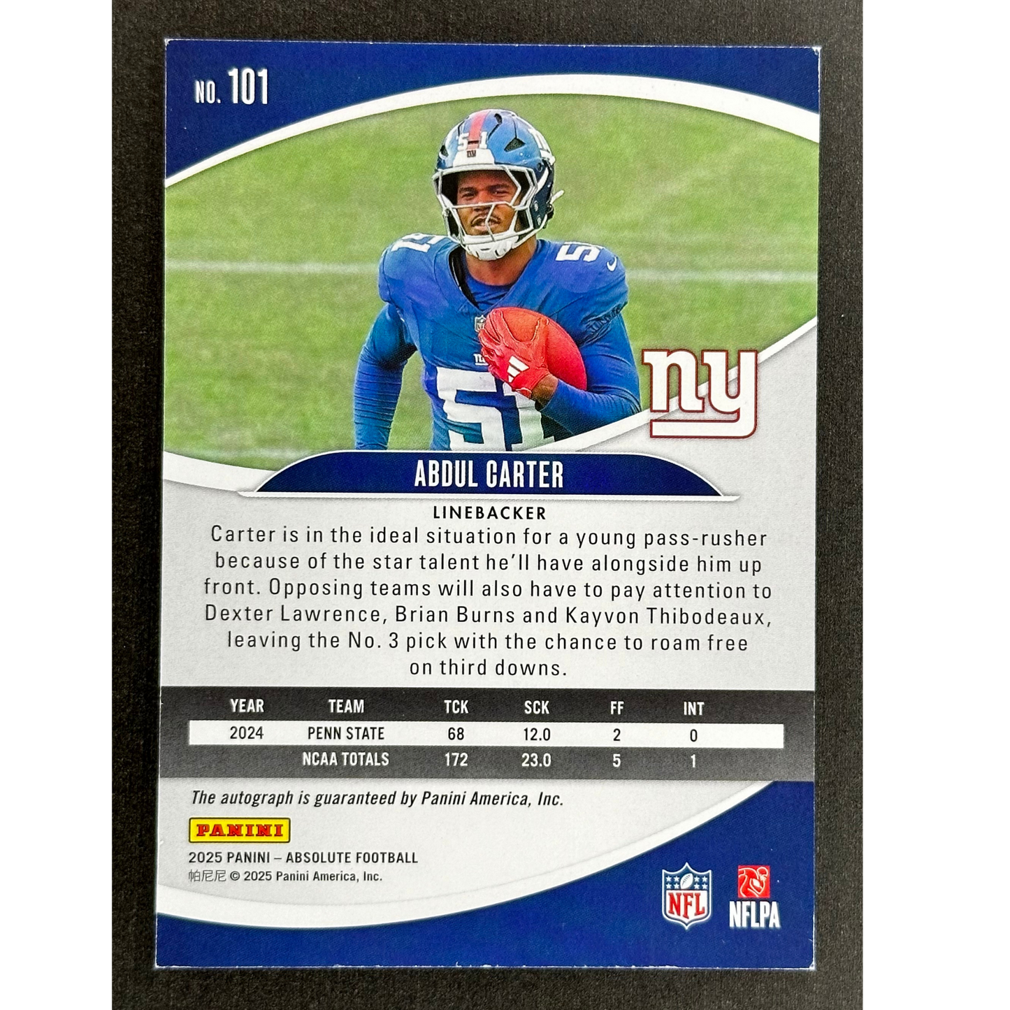 Abdul Carter 2024 Absolute RC Auto 141/299 #22