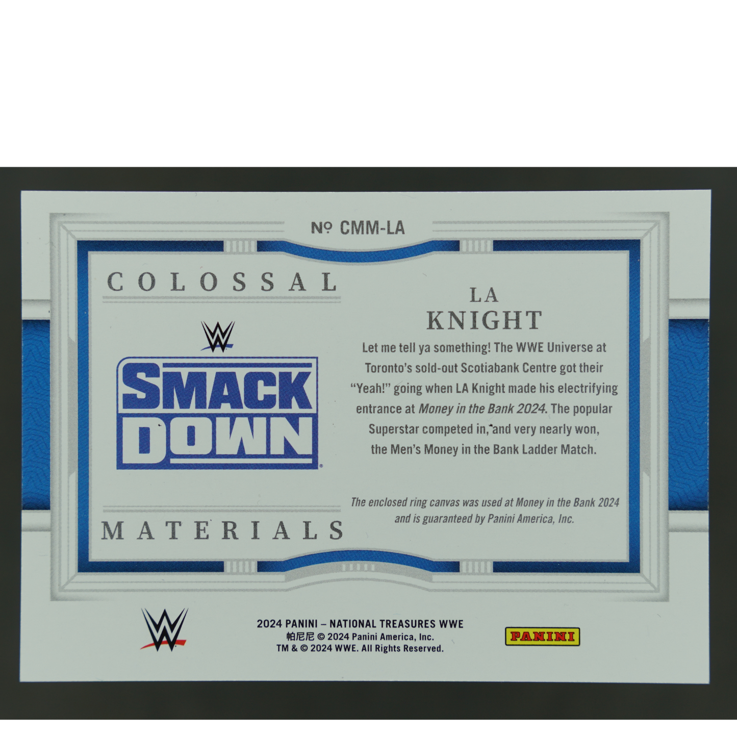 LA Knight 2024 National Treasures Colossal Memorabilia 72/99 #CMM-LA