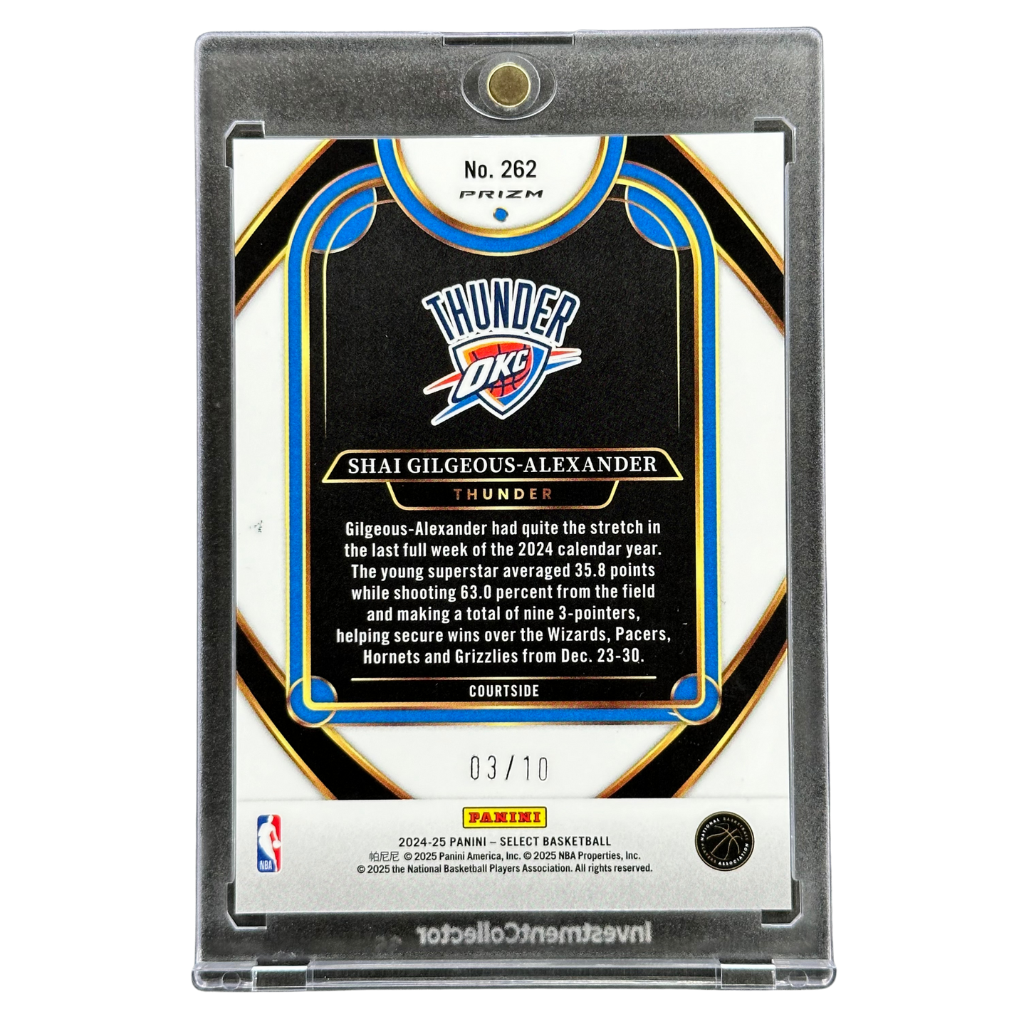 Shai Gilgeous Alexander 2024 Select Courtside Gold 3/10 #262