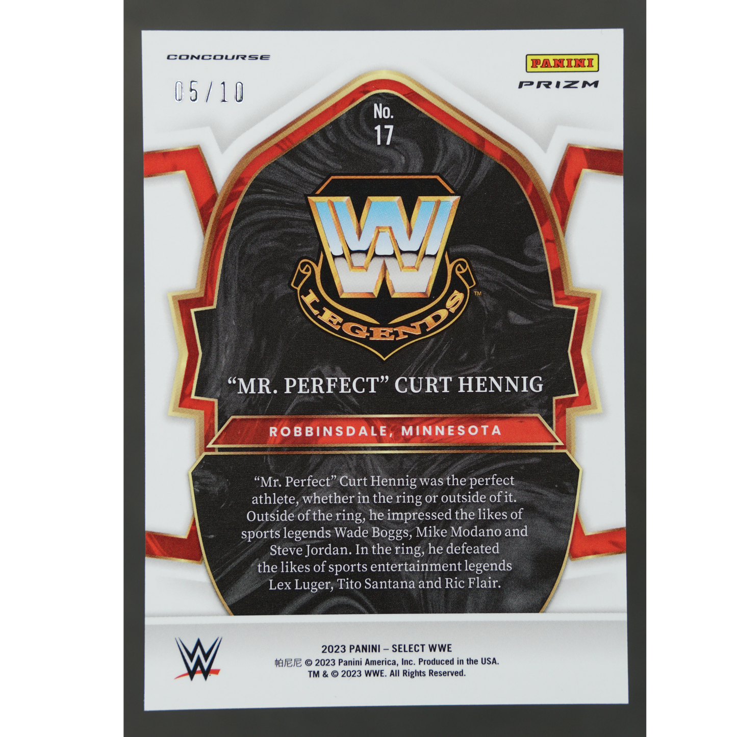 "Mr Perfect" 2023 Curt Hennig Select Gold 5/10 #17