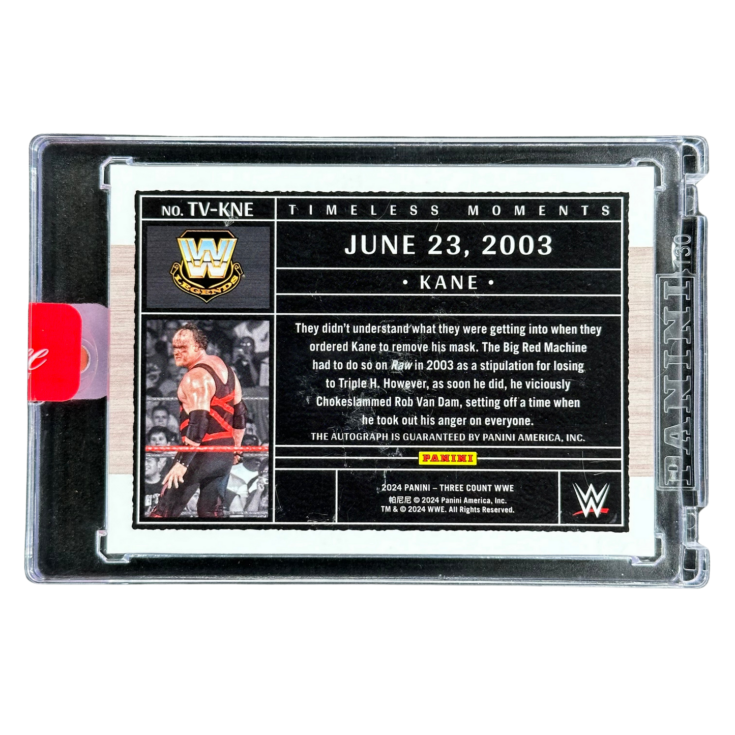 Kane 2024 Three Count Timeless Moments Auto 8/15 #TV-KNE