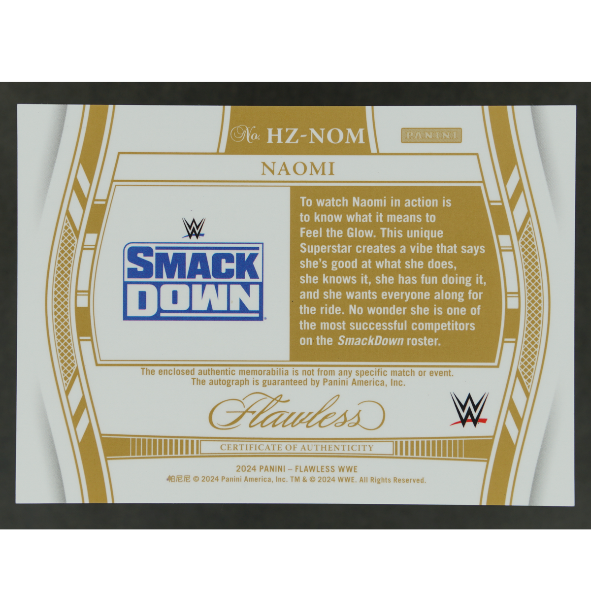 Naomi 2024 Flawless Memorabilia Auto 1/8 #HZ-NOM