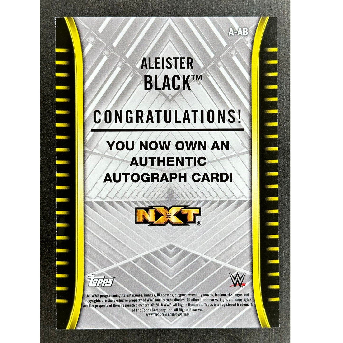 Aleister Black 2018 NXT Auto #A-AB