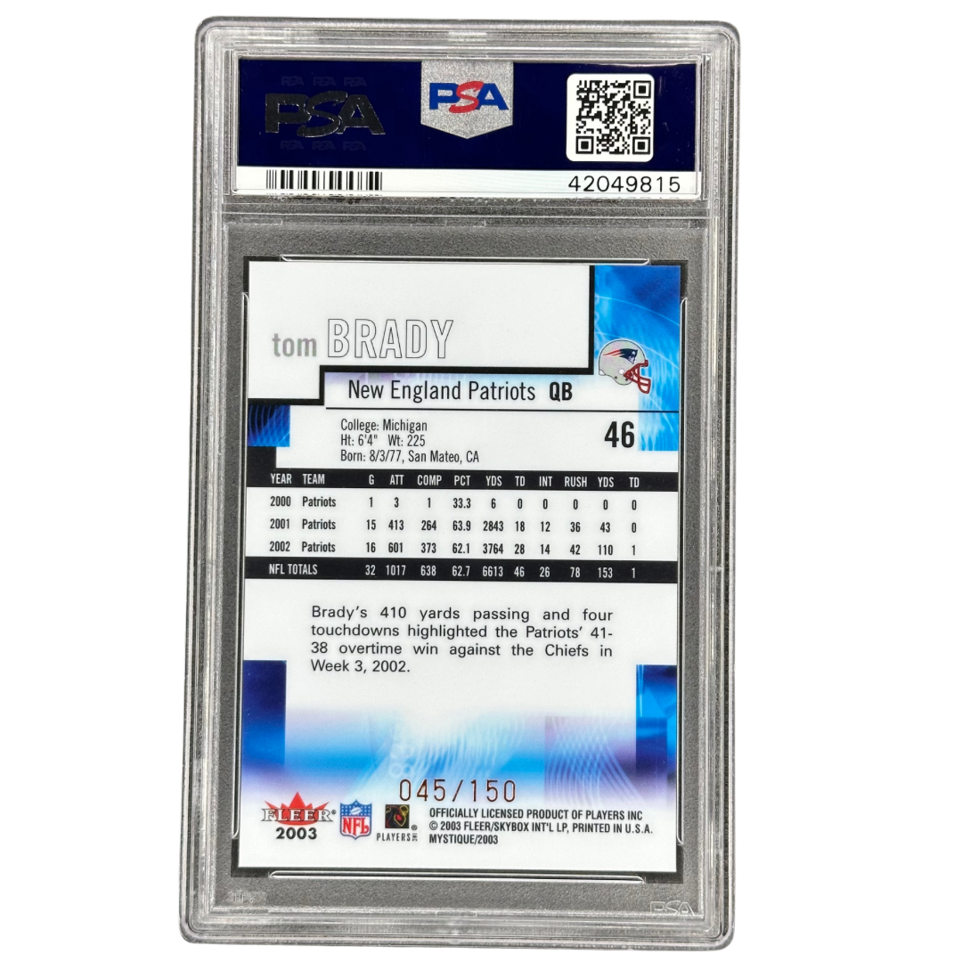 Tom Brady 2003 Fleer Mystique Gold 45/150 PSA 9 #46