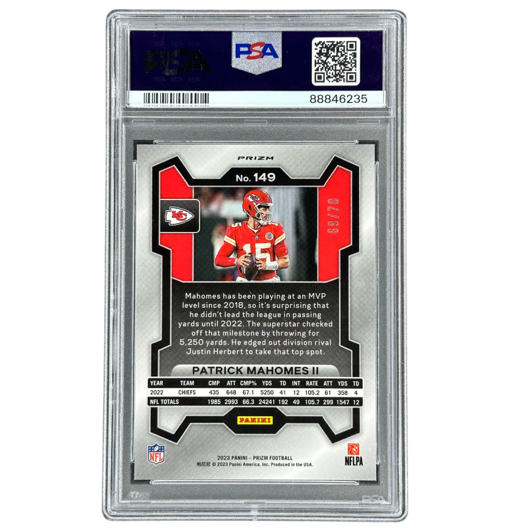 Patrick Mahomes 2023 Prizm No Huddle Red 69/70 PSA 10 #149